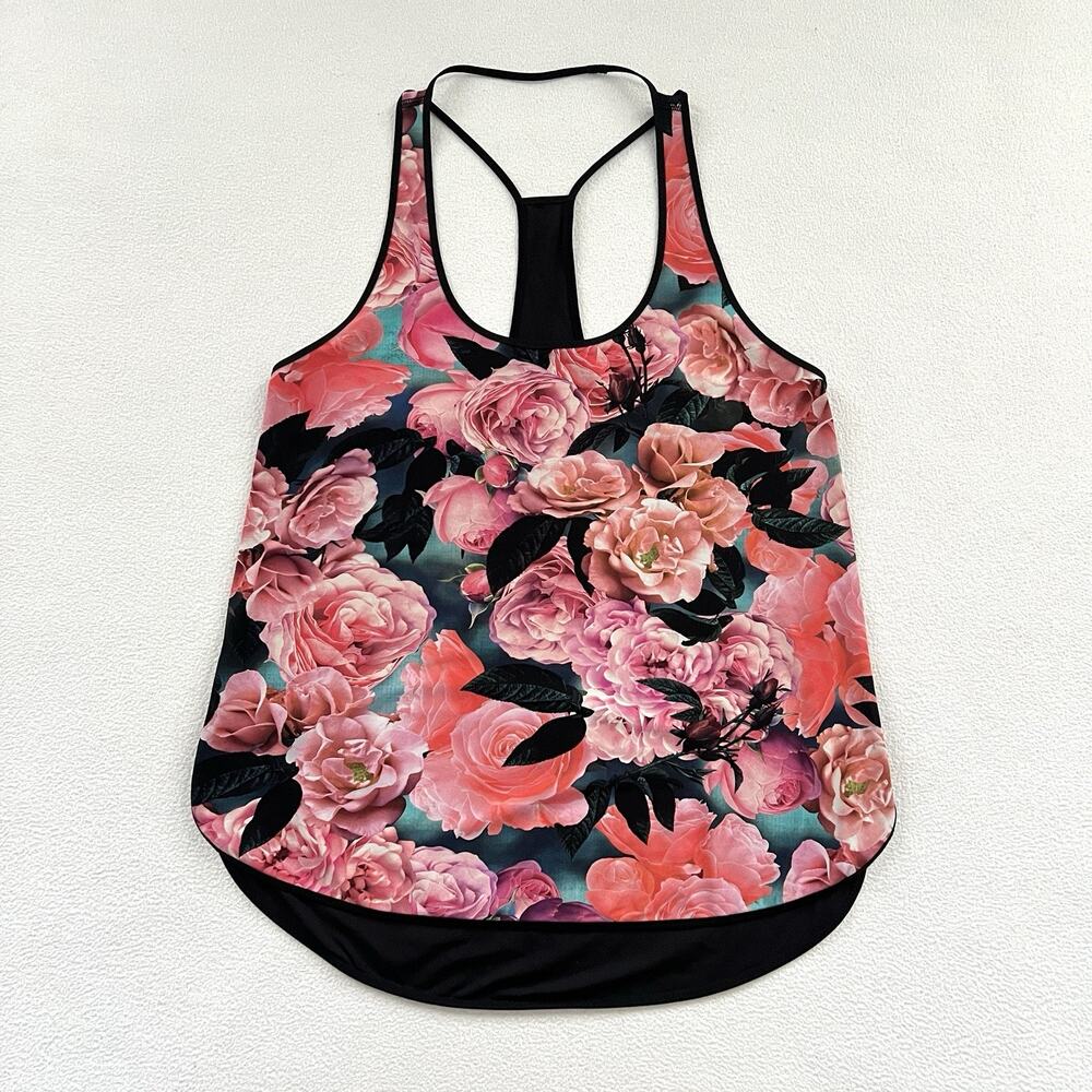 Lululemon Women Secret Garden Pink Floral Print Black UPF 50+ Coastal Tank Top 6